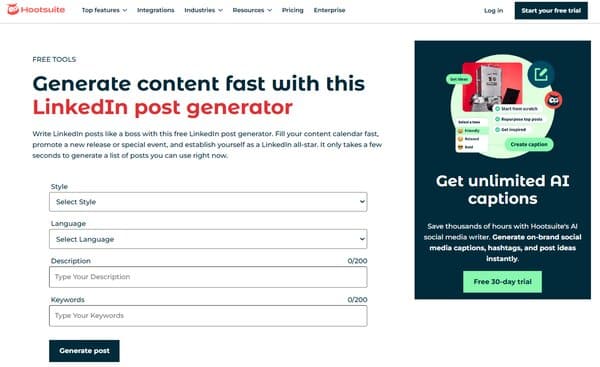 Hootsuite LinkedIn AI Post Generator