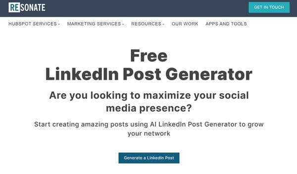 Resonate Free LinkedIn Post Generator