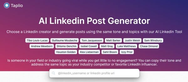 Taplio LinkedIn AI Post Generator