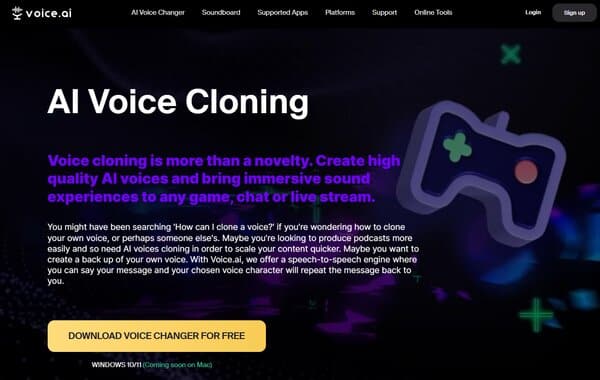 Voice AI Voice Cloning Software